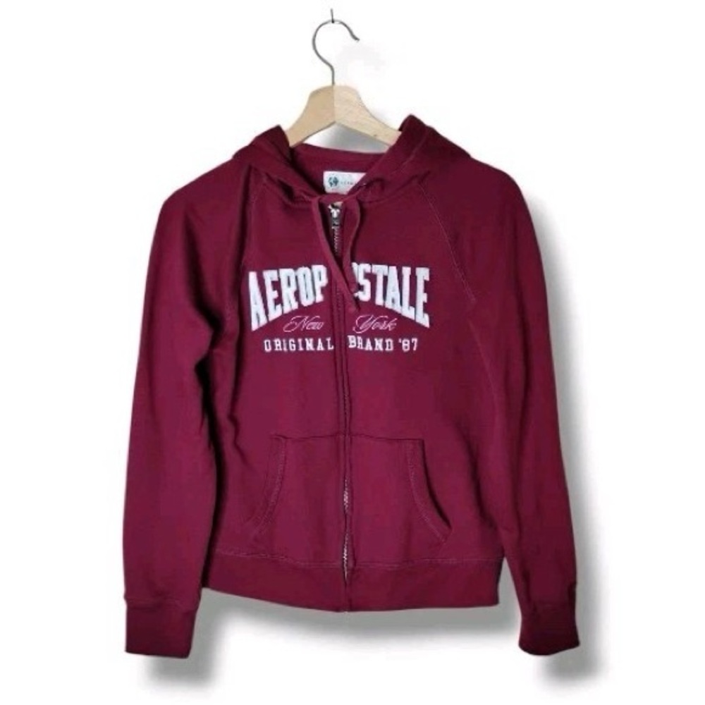Aeropostale Burgundy Zip-Up Hoodie